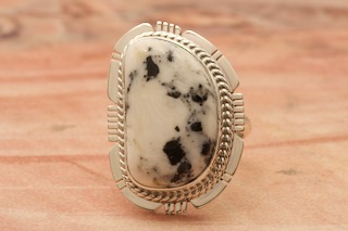 Genuine White Buffalo Turquoise Sterling Silver Navajo Ring